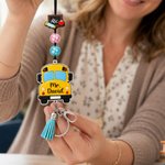 Personalized Apple Crayon Bookworm Charm Teacher Lanyard with Name and ID Badge Holder Back to School Appreciation Gift for Teachers
