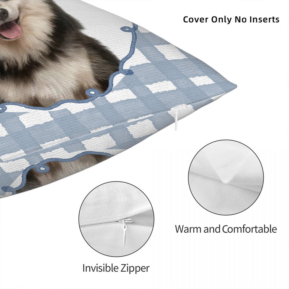Personalised Stripe Grid Frame Pet Portrait Soft Cushion Cover with Name Home Decor Memorial Birthday Gift for Pet Owners Lovers 9