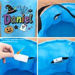 Personalized Cute Spooky Design LED Light Bucket Bag with Name Trick or Treat Halloween Party Gift for Kids