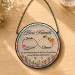 Personalised Birth Flower Stained Glass Best Friend Suncatcher Window Hanging with Name Home Decor Friendship Birthday Gift for Best Friend