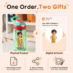 Personalized Cartoon Character BPA-Free Transparent or Insulated Water Bottle with Straw and Name Back to School Gift for Kids