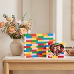 Personalised Heart-Shaped Photo Colourful Building Brick Puzzles with Name Home Decor Birthday Anniversary Gift for Couple Wife Mum