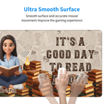 Personalized 3D-Effect Artwork Cartoon Book-Reading Character Non-Slip Mouse Pad Desk Mat with Photo Text and Name Office Gift for Book Lovers