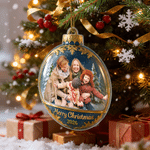 Personalized Family Photo Christmas Tree Acrylic Ornament with Year Home and Tree Decoration Christmas Gift for Family Friends