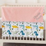 Personalised Cute Dinosaur Soft Baby Security Blanket with Dotted Backing and Embroidery Name Baby Shower Birthday Gift for Boys Girls