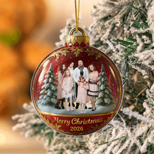 Personalized Family Photo Christmas Tree Acrylic Ornament with Year Home and Tree Decoration Christmas Gift for Family Friends