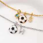 Personalized Dainty Soccer Initial Necklace with Birthstone Game Day Sport Party Gift for Soccer Player Lover