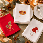 Personalized Christmas Theme Pattern 100% Cotton Reusable Table Napkin with Name Table Decor Christmas Birthday Gift for Family