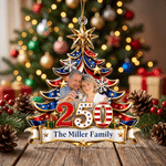 Personalized Family Photo Acrylic Christmas Tree Ornament with Name Hanging Decoration Christmas Gift for Couples Families Friends