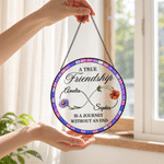 Personalised Birth Flower Stained Glass Best Friend Suncatcher Window Hanging with Name Home Decor Friendship Birthday Gift for Best Friend