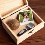 Personalized Engraved Pet Portrait Wooden Memory Storage Box with Name Text and Year Loss of Pet Memorial Gift for Pet Owner Lover
