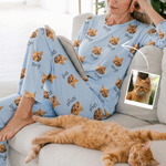 Personalised Multicolour 1-4 Pet Family Photos Family Pyjama Set with Name Daily Wear Birthday Anniversary Christmas Gift for Men Women Kids Pet Lovers