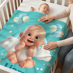 Personalized 3D-Effect Artwork Cartoon Character Photo Soft Throw Blanket with Name Home Decor Baby Shower Birthday Gift for Kids Family Friends