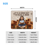 Personalized 3D-Effect Artwork Cartoon Book-Reading Character Non-Slip Mouse Pad Desk Mat with Photo Text and Name Office Gift for Book Lovers