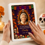 Personlig «Sugar Skull Marigold» LED-speilfotoramme med navn og bilde – minnegave til «De dødes dag» ved tap av en kjær