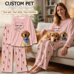 Personalised Pet Photo Fun Soft Long-Sleeve Lounge Pyjama Set with Name Home Wear Birthday Gift for Pet Owners Kids Family