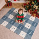 Personalised Multicolour Checkered Background Soft Throw Blanket with Initial and Name Christmas Baptism Birthday Gift for Kids Family