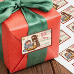 Personalised Stamp Style Christmas Tree Reindeer Waterproof Stickers with Name Christmas Party Gift for Family Kids