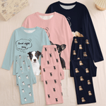 Personalised Pet Photo Fun Soft Long-Sleeve Lounge Pyjama Set with Name Home Wear Birthday Gift for Pet Owners Kids Family