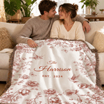 Personalised Flower Butterfly Bird Soft Tassel Throw Blanket with Name and Year Bridal Shower Wedding Anniversary Gift for Couple