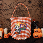 Personalized Halloween Theme Pumpkin Cartoon Character Photo Candy Basket with Name and Initial Trick or Treat Halloween Party Gift for Boys Girls