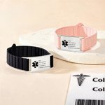 Gepersonaliseerde medische identificatiearmband met gegraveerd ID-label en magnetische band waterdicht voor dagelijks gebruik cadeau voor patiënten