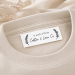 Personalized Botanical Pattern 100% Cotton Sewing Labels Set of 50 with Text Clothing Handmade Item Birthday Gift for Knitting DIY Craft Lovers
