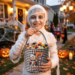 Personalized Halloween Theme Pumpkin Cartoon Character Photo Candy Basket with Name and Initial Trick or Treat Halloween Party Gift for Boys Girls