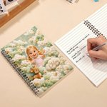 Personalised 3D-Effect Artwork Fantasy Angel Kid Photo A5 Spiral Journal Notebook with Name Daily Use Back to School Birthday Gift for Kids Students