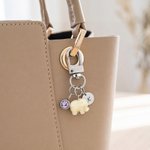 Personalized Cute Elephant Birthstone Keychain with Initial Charm and Card Travel Birthday Gift for Travelers Friends Elephant Lovers
