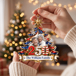Personalized Family Photo Acrylic Christmas Tree Ornament with Name Hanging Decoration Christmas Gift for Couples Families Friends