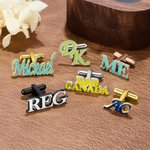 Personalised Multicolour Fashion Initial Cufflink with Wooden Box Daily UseWedding Anniversary Birthday Gift for Groomsmen Husbands