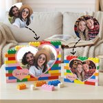 Personalised Heart-Shaped Photo Colourful Building Brick Puzzles with Name Home Decor Birthday Anniversary Gift for Couple Wife Mum