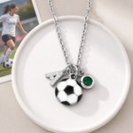 Personalized Dainty Soccer Initial Necklace with Birthstone Game Day Sport Party Gift for Soccer Player Lover