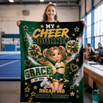 Personalised 3D-Effect Artwork Cartoon Cheerleader Character Soft Throw Blanket with Photo Text and Name Home Decor End of Season Gift for Cheerleader