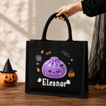 Personalised Halloween Theme Dumpling Large Capacity Linen Bag with Name Halloween Party Trick or Treat Activity Gift for Kids
