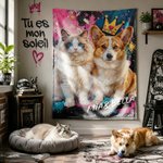 Couverture personnalisée avec photo et nom d'animal de compagnie - Effet graffiti - Cadeau anniversaire pour amoureux des animaux