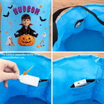 Personalized 3D-Style Art Vampire Witch Photo Bat Ghost LED Light Bucket Bag with Name Halloween Trick or Treat Gift for Boys Girls