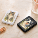 Espejo de maquillaje de doble cara con foto personalizada en acuarela, con nombre y luz LED: regalo de cumpleaños para los amantes de las mascotas
