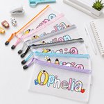 Personalised Coloured Apple Letter Elements Waterproof Transparent Mesh Pencil Bag with Name Back to School Birthday Gift for Students Teachers