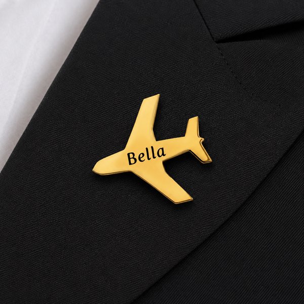Henkilökohtainen lentokone Lapel rintaneula Pin kaiverrettu nimi syntymäpäivälahja lentäjille lentoemännät lentoemännät