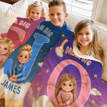 Personalised Cartoon Pyjamas Kid Character Photo Soft Throw Blanket with Name Home Decor Birthday Back to School Gift for Kids Boys Girls