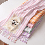 Personalised Pet Photo Multicolour Plaid Stripe Soft Warm Scarf Winter Wear Birthday Christmas Gift for Pet Owners Lovers