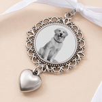 Personalised Retro Round Photo Wedding Bouquet Charm with Text and Heart Pendant Wedding Party Anniversary Memorial Gift for Brides