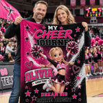 Personalised 3D-Effect Artwork Cartoon Cheerleader Character Soft Throw Blanket with Photo Text and Name Home Decor End of Season Gift for Cheerleader