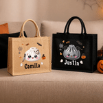 Personalised Halloween Theme Dumpling Large Capacity Linen Bag with Name Halloween Party Trick or Treat Activity Gift for Kids
