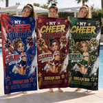 Personalized Cute Cheerleader Photo 3D-Style Character Artwork Quick Dry Beach Towel with Name Beach Team Birthday Gift for Cheerleaders Coaches