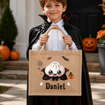 Personalised Halloween Theme Dumpling Large Capacity Linen Bag with Name Halloween Party Trick or Treat Activity Gift for Kids