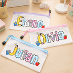 Personalised Coloured Apple Letter Elements Waterproof Transparent Mesh Pencil Bag with Name Back to School Birthday Gift for Students Teachers