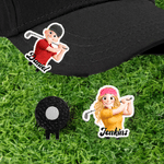 Personalized Cartoon Golf Character Magnetic Golf Ball Marker Hat Clip with Name Birthday Game Day Gift for Golf Lover